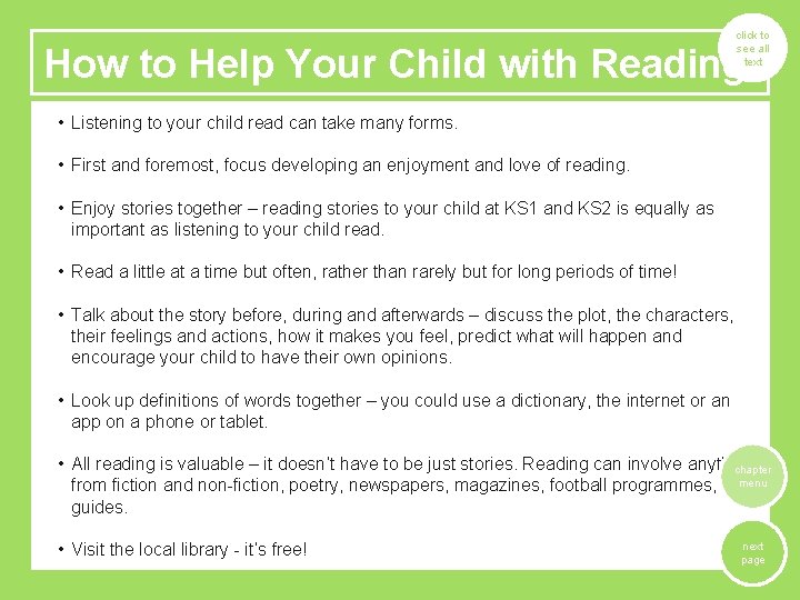 click to see all text How to Help Your Child with Reading • Listening