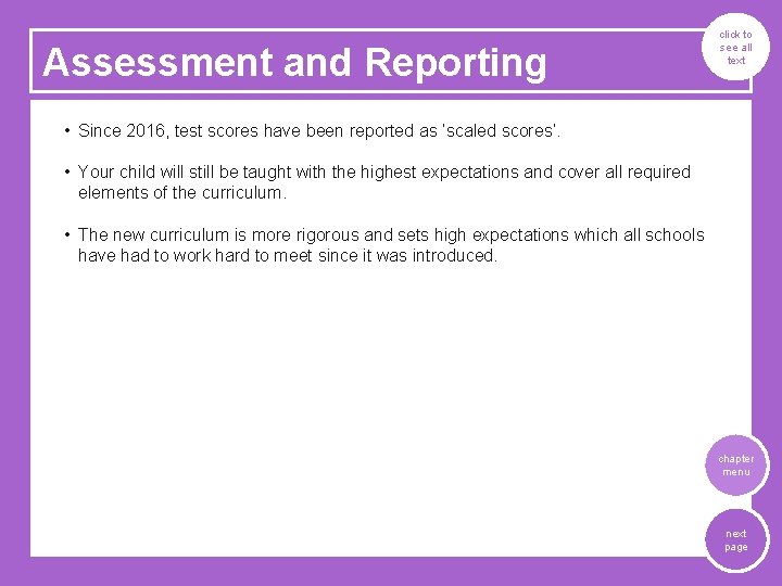 Assessment and Reporting click to see all text curriculum levelsbeen (e. g. reported Level