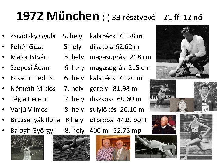 1972 München (-) 33 résztvevő • • • Zsivótzky Gyula Fehér Géza Major István