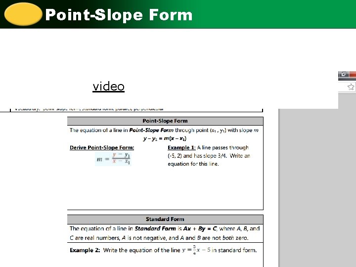 Point-Slope Form video 