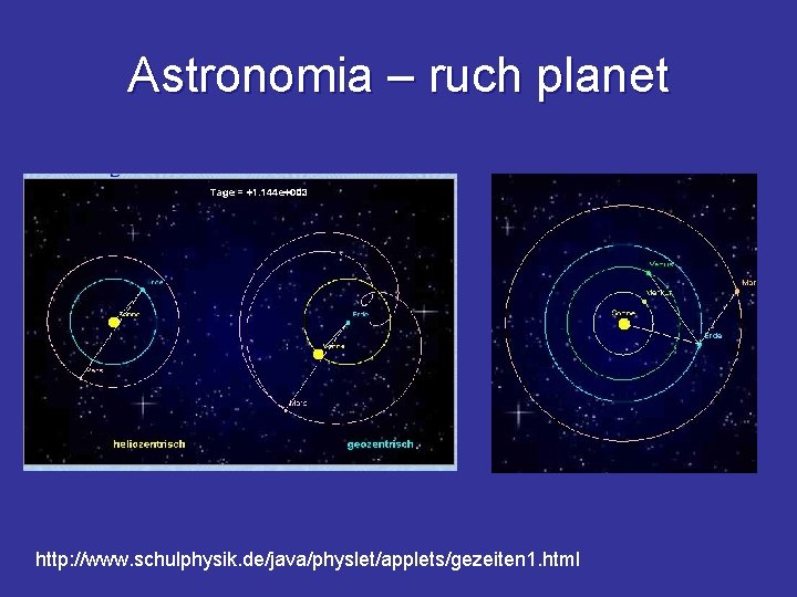 Astronomia – ruch planet http: //www. schulphysik. de/java/physlet/applets/gezeiten 1. html 