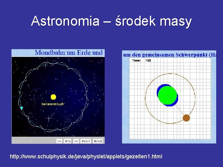 Astronomia – środek masy http: //www. schulphysik. de/java/physlet/applets/gezeiten 1. html 