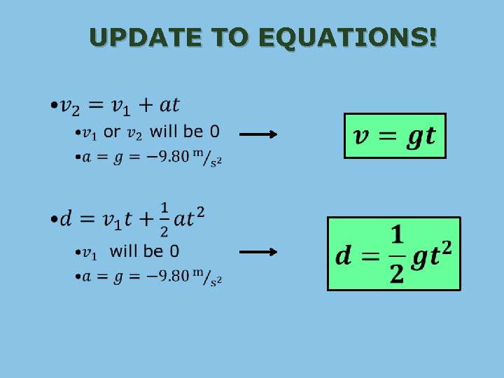 UPDATE TO EQUATIONS! • • • 