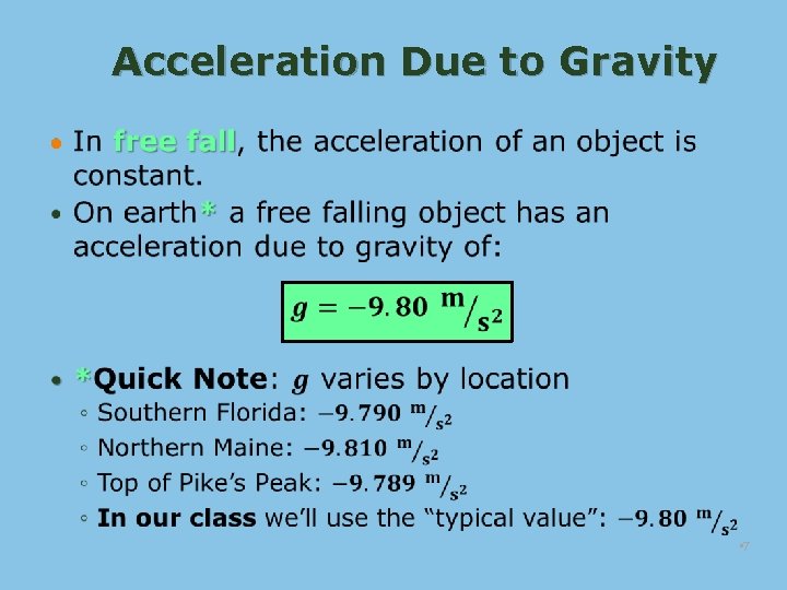Acceleration Due to Gravity • 7 
