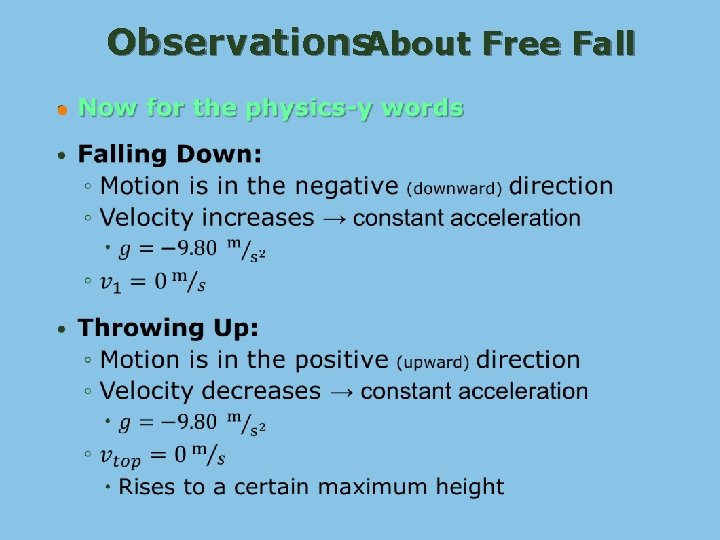 Observations. About Free Fall 