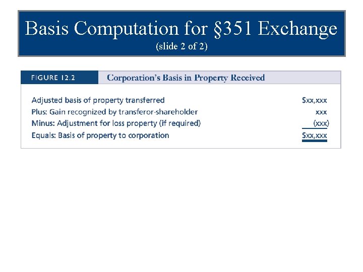 Basis Computation for § 351 Exchange (slide 2 of 2) 