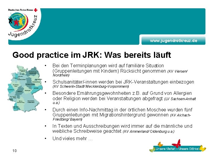 www. jugendrotkreuz. de Good practice im JRK: Was bereits läuft • Bei den Terminplanungen