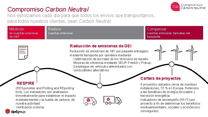 Compromiso Carbon Neutral Nos esforzamos cada día para que todos los envíos que transportamos,