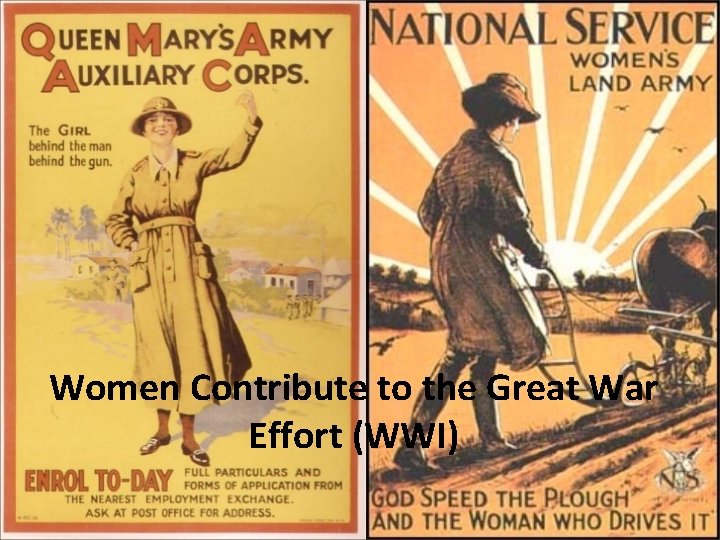 Women Contribute to the Great War Effort (WWI) 