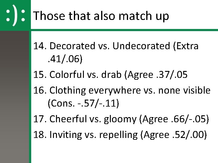 Those that also match up 14. Decorated vs. Undecorated (Extra. 41/. 06) 15. Colorful