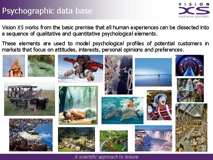 Psychographic data base Vision XS works from the basic premise that all human experiences