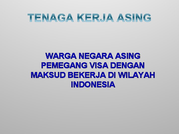 WARGA NEGARA ASING PEMEGANG VISA DENGAN MAKSUD BEKERJA DI WILAYAH INDONESIA 