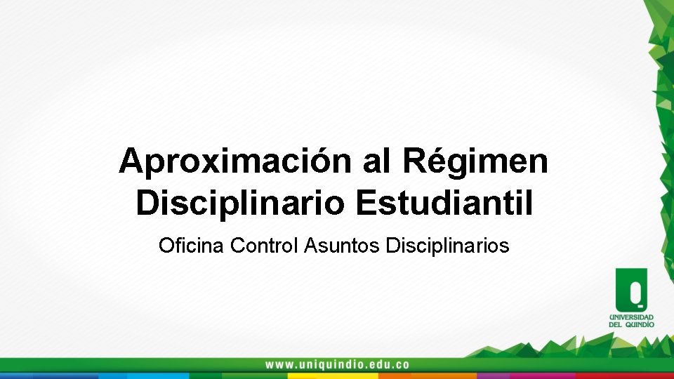 Aproximación al Régimen Disciplinario Estudiantil Oficina Control Asuntos Disciplinarios 
