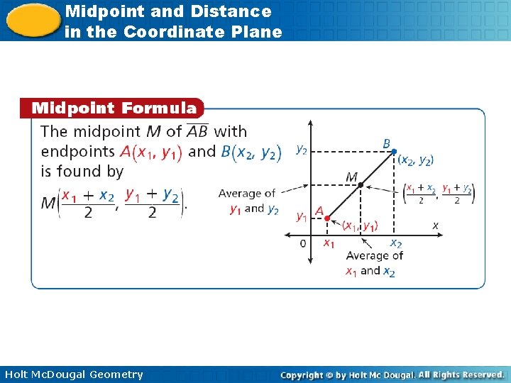 Midpoint and Distance in the Coordinate Plane Holt Mc. Dougal Geometry 
