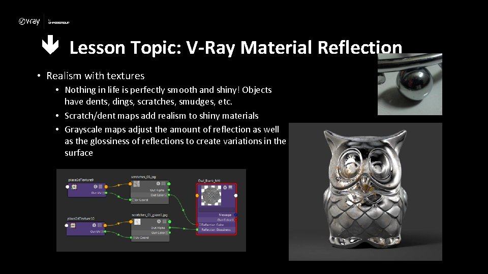  Lesson Topic: V-Ray Material Reflection • Realism with textures • Nothing in life