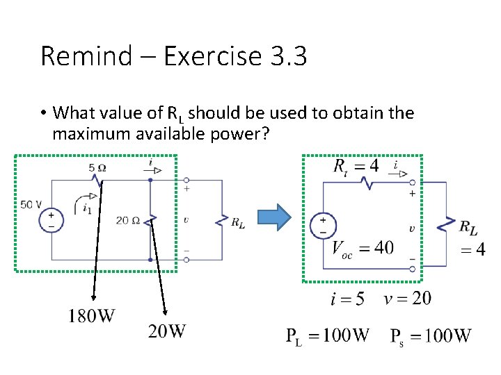 Remind – Exercise 3. 3 • What value of RL should be used to