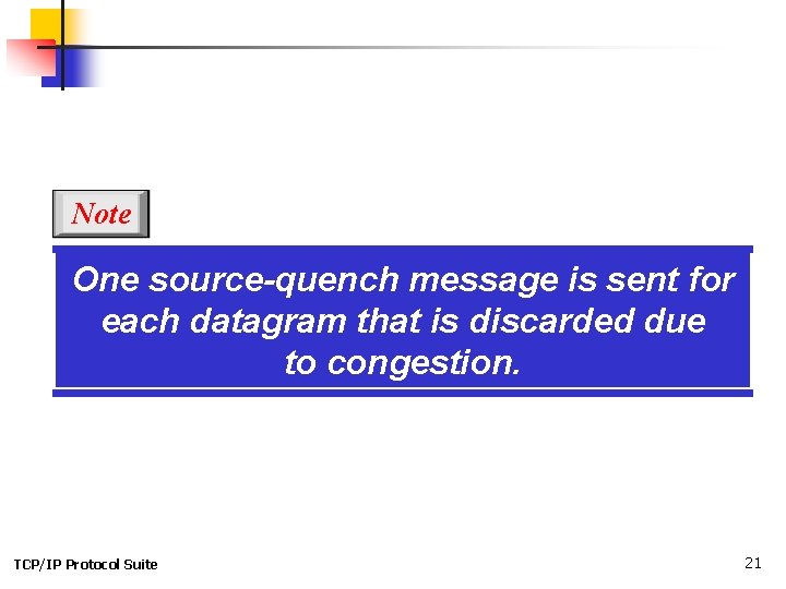 Note One source-quench message is sent for each datagram that is discarded due to