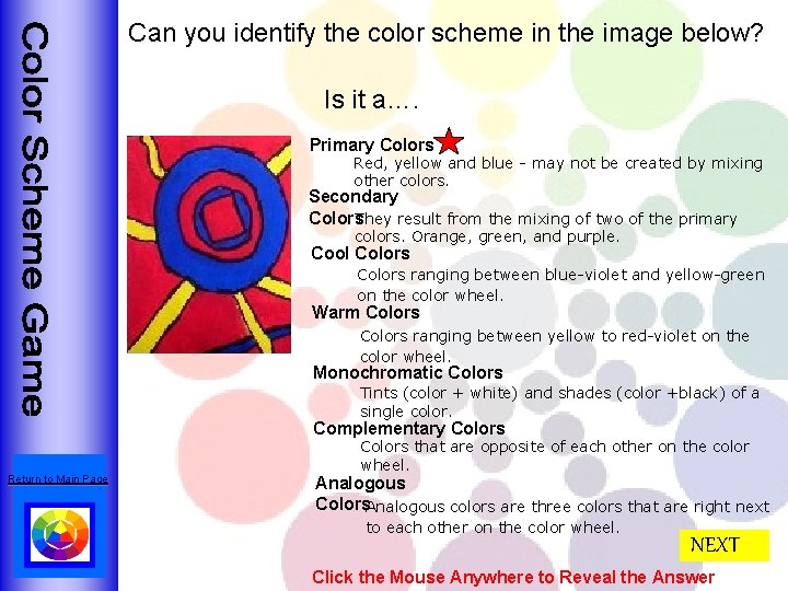 Can you identify the color scheme in the image below? Is it a…. Primary