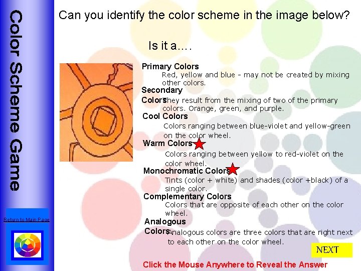 Can you identify the color scheme in the image below? Is it a…. Primary