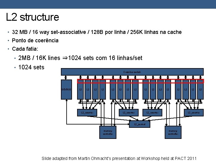 L 2 structure • 32 MB / 16 way set-associative / 128 B por