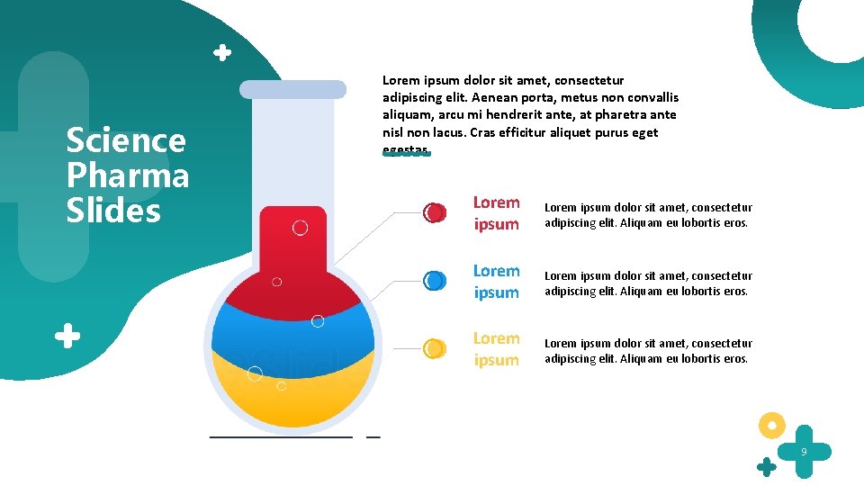 Science Pharma Slides Lorem ipsum dolor sit amet, consectetur adipiscing elit. Aenean porta, metus