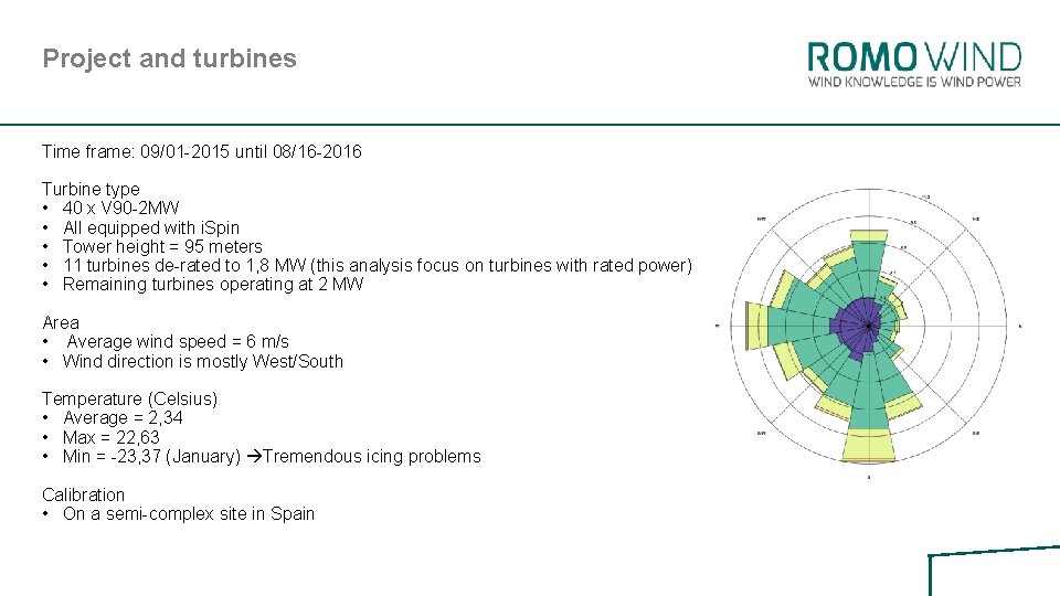 Project and turbines Time frame: 09/01 -2015 until 08/16 -2016 Turbine type • 40