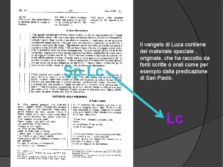Speciale Luca Sp Lc Il vangelo di Luca contiene del materiale speciale , originale,