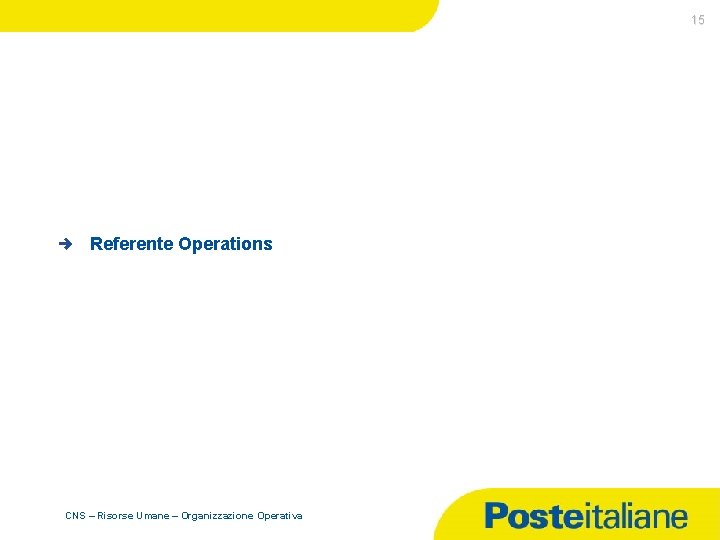 15 Referente Operations CNS – Risorse Umane – Organizzazione Operativa 9/14/2021 