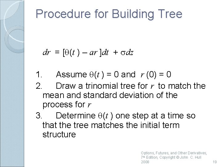 Procedure for Building Tree dr = [q(t ) – ar ]dt + sdz 1.