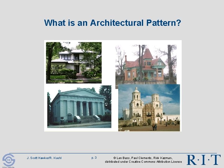 What is an Architectural Pattern? J. Scott Hawker/R. Kuehl p. 3 © Len Bass, What is an Architectural Pattern? J. Scott Hawker/R. Kuehl p. 3 © Len Bass,