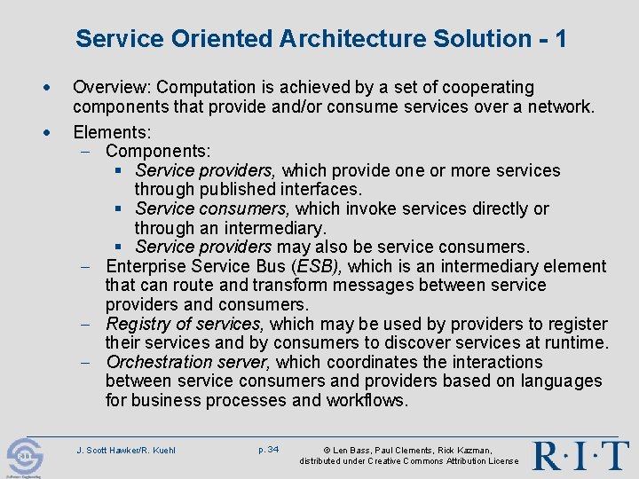 Service Oriented Architecture Solution - 1 · · Overview: Computation is achieved by a Service Oriented Architecture Solution - 1 · · Overview: Computation is achieved by a