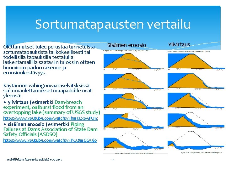 Sortumatapausten vertailu Olettamukset tulee perustaa tunnetuista sortumatapauksista tai kokeellisesti tai todellisilla tapauksilla testatulla laskentamallilla