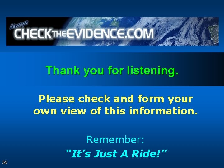 Thank you for listening. Please check and form your own view of this information.