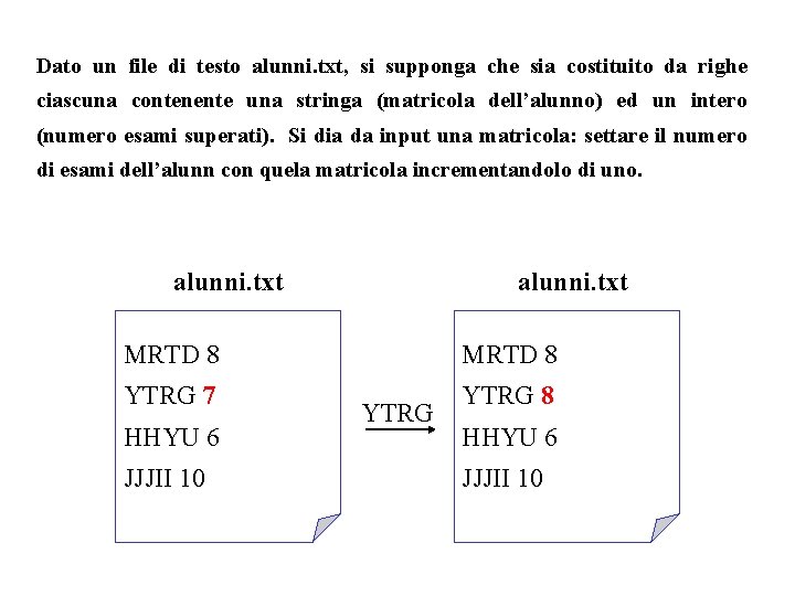 Dato un file di testo alunni. txt, si supponga che sia costituito da righe