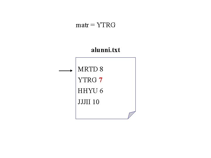 matr = YTRG alunni. txt MRTD 8 YTRG 7 HHYU 6 JJJII 10 