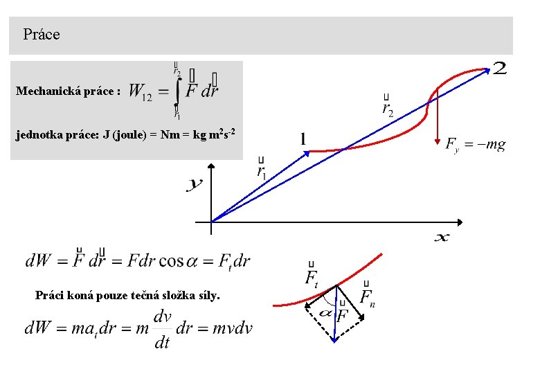 Práce Mechanická práce : jednotka práce: J (joule) = Nm = kg m 2