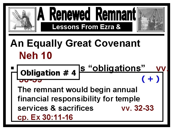 Lessons From Ezra & Nehemiah An Equally Great Covenant Neh 10 § The covenant’s