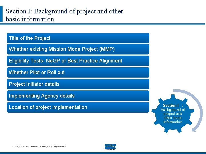 Section I: Background of project and other basic information Title of the Project Whether