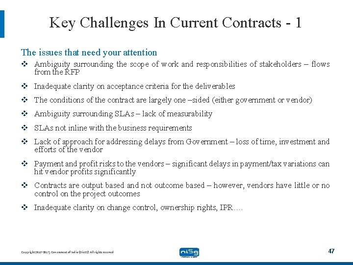 Key Challenges In Current Contracts - 1 The issues that need your attention v