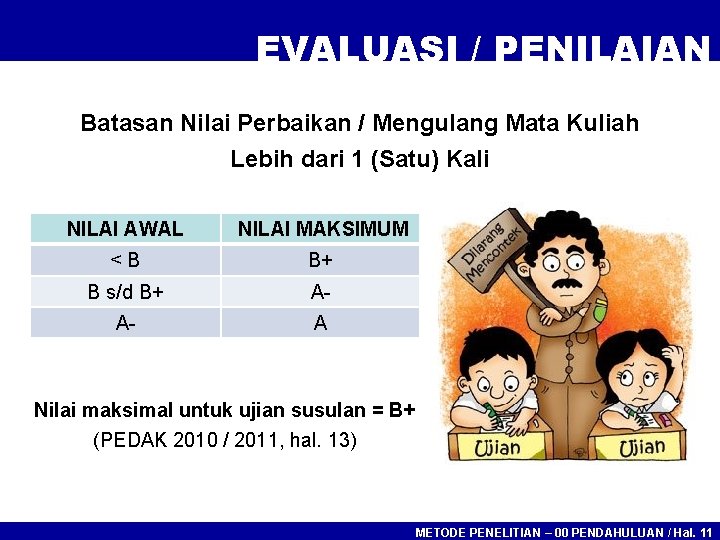 EVALUASI / PENILAIAN Batasan Nilai Perbaikan / Mengulang Mata Kuliah Lebih dari 1 (Satu)