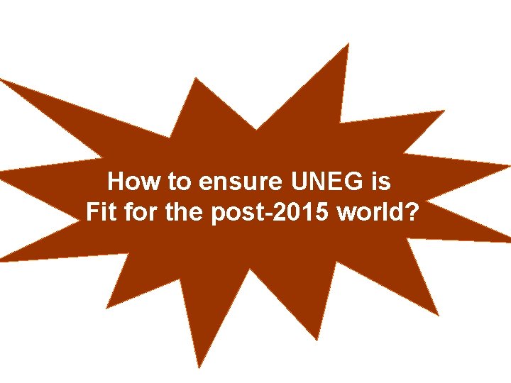 How to ensure UNEG is Fit for the post-2015 world? 