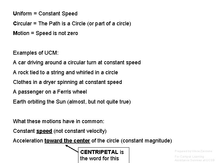 Uniform Path Uniform Circular Motion Physics 6 A Prepared by