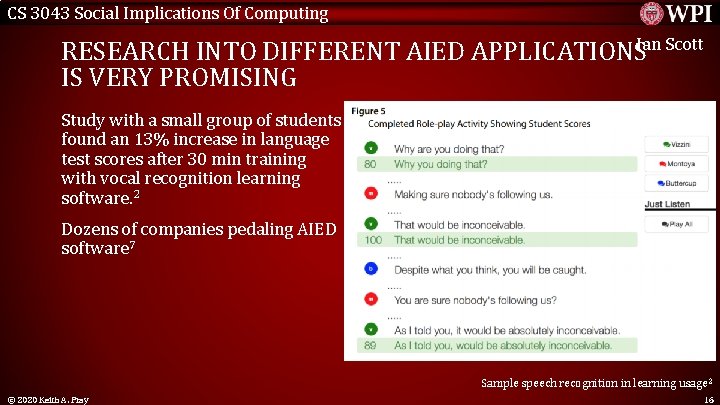 CS 3043 Social Implications Of Computing RESEARCH INTO DIFFERENT AIED APPLICATIONSIan Scott IS VERY