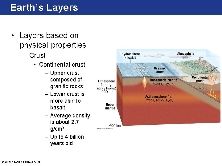 Earth’s Layers • Layers based on physical properties – Crust • Continental crust –