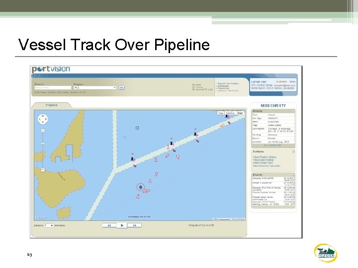 Vessel Track Over Pipeline 25 