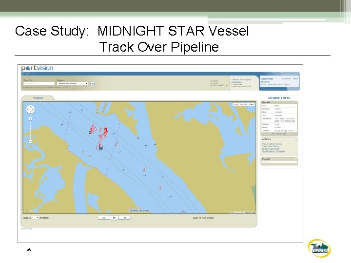 Case Study: MIDNIGHT STAR Vessel Track Over Pipeline 26 