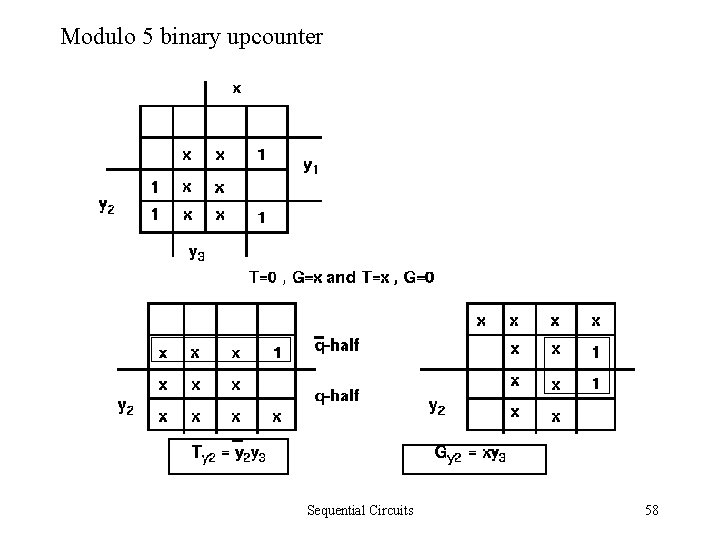 Modulo 5 binary upcounter Sequential Circuits 58 