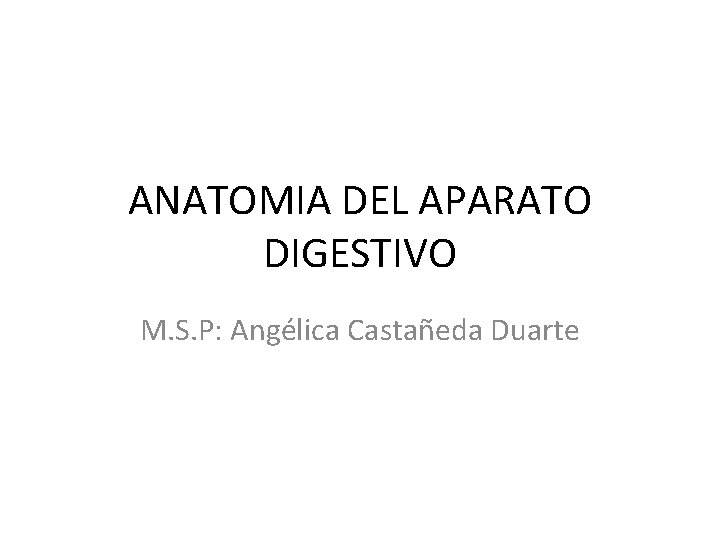 ANATOMIA DEL APARATO DIGESTIVO M. S. P: Angélica Castañeda Duarte 