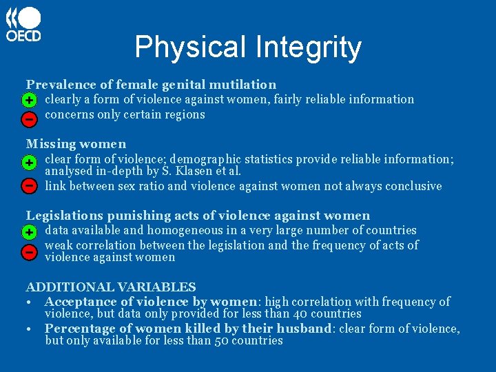 Physical Integrity Prevalence of female genital mutilation • clearly a form of violence against