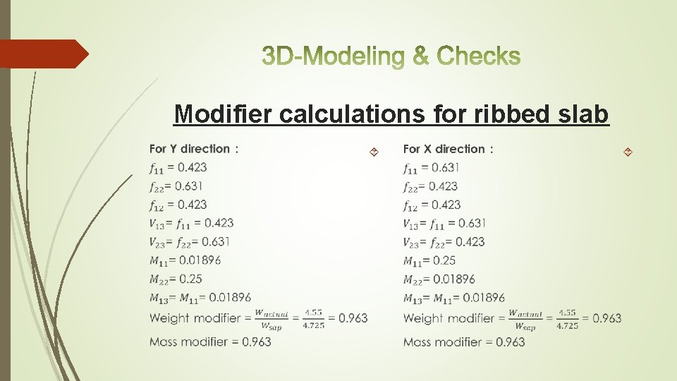 Modifier calculations for ribbed slab 